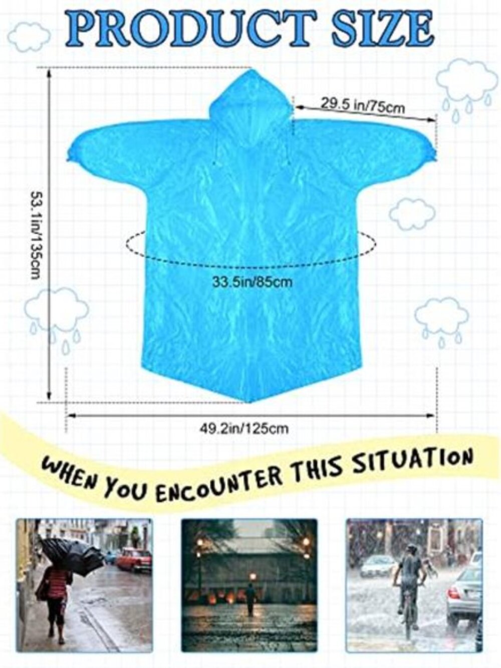 Disposable Rain Ponchos 40 Pack Waterproof Hooded Raincoat Camping Outdoor - Picture 3 of 6